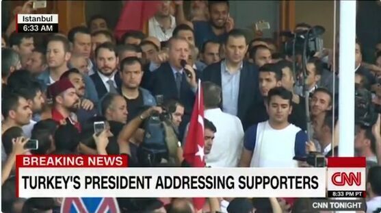 Президент Турции появился на публике после попытки военного переворота