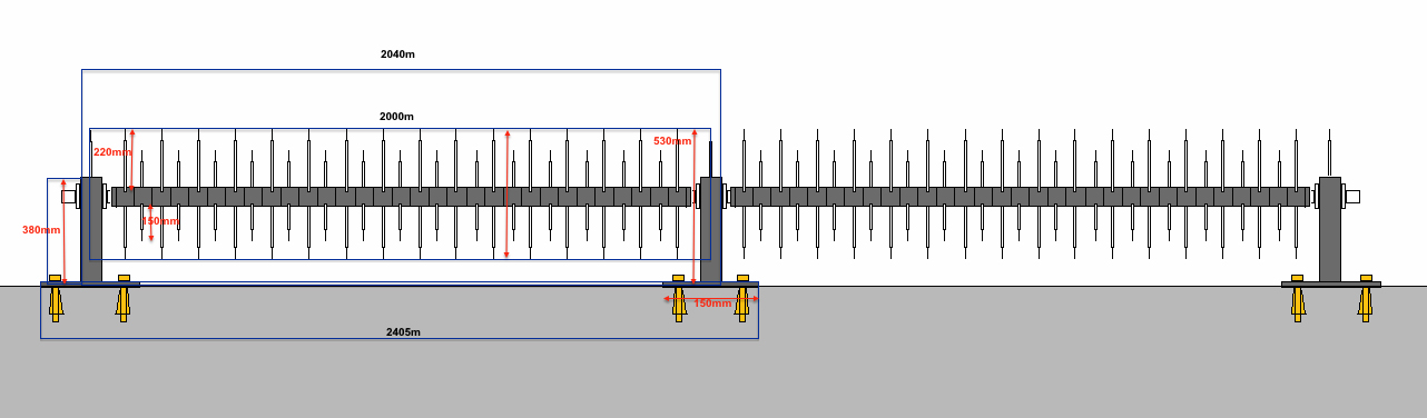 размеры вращающихся стенок-шипов